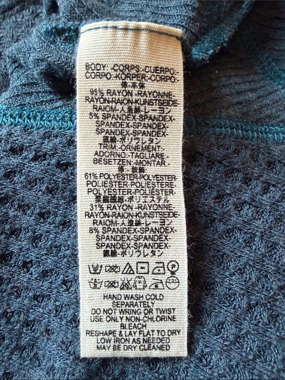 We the Free Women’s Navy Waffle-Knit Long Sleeve Top - Picture 4 of 4